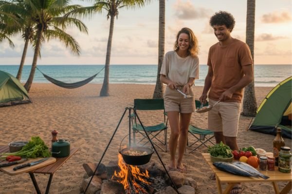 Como preparar refeições rápidas em acampamentos à beira-mar na costa leste do Paraná durante o verão
