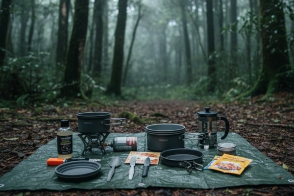 Como montar um kit de cozinha compacto para camping em trilhas de inverno na Serra do Mar